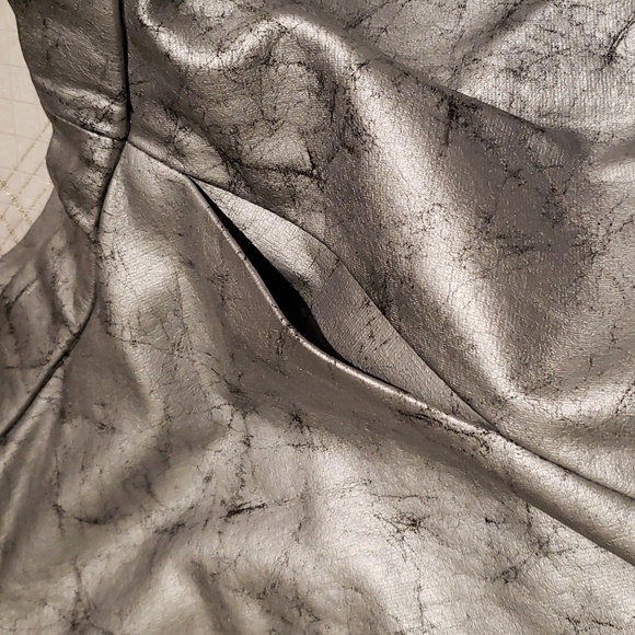 Catherine Malandrino NEW Flare Metallic Silver "PETE" Mini Skirt NWT Women's L - Picture 13 of 16